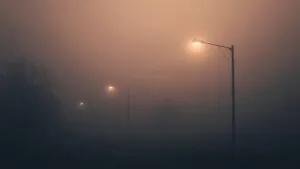 Foggy Morning with Street Lamps