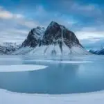 Frozen Lake Snowy Mountain Serene Winter Beauty