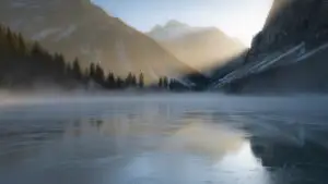 Frozen Lake Under Pale Winter Sun