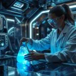 Futuristic Lab Experiment Glowing Liquid