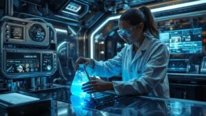 Futuristic Lab Experiment Glowing Liquid