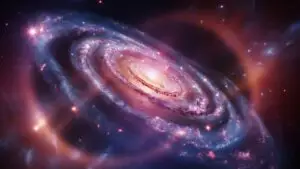 Galaxy Arms Stretching in Pink and Blue Light