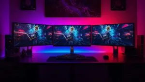 Gaming Setup RGB PC Monitor Desk