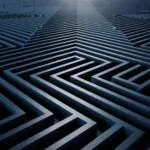 Geometric Maze Lines Forming Infinite Labyrinth