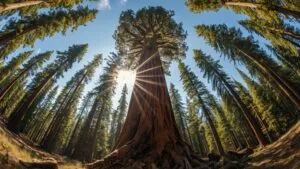 Giant Sequoia Tree Forest Sunlight Towering Massive