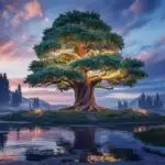 Giant Tree With Floating Lights