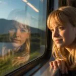 Girl Looking Out Train Window