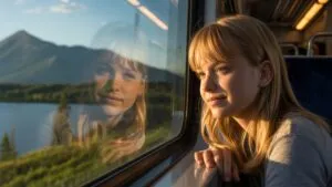 Girl Looking Out Train Window