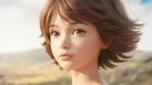Girl With Short Brown Hair Anime Style