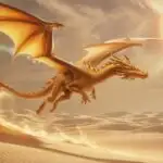 Golden Dragon Flying Over Desert Dunes