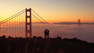 Golden Gate Bridge Fog Couple Road Trip Scenic