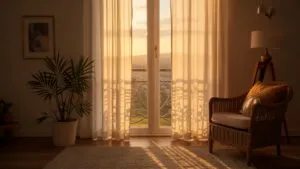 Golden Hour Light Passing Through Curtains