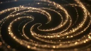 Golden Particle Dust Swirling in Slow Motion