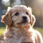 Golden Puppy in Soft Sunset Light