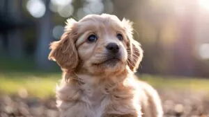 Golden Puppy in Soft Sunset Light
