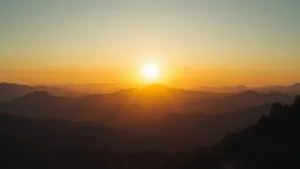 Golden Sunrise Over Mountain Range