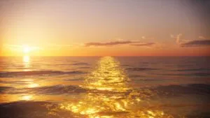 Golden Sunset Over Calm Ocean