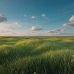 Green Meadow Under Bright Blue Sky
