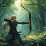 High Fantasy Elven Archer Forest Ambush Scene