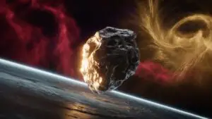 Huge Asteroid Passing Near Planet Surface