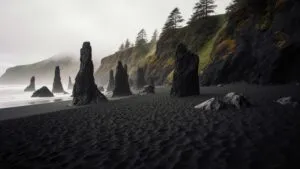 Iceland Black Sand Beach Basalt Columns Unique Texture
