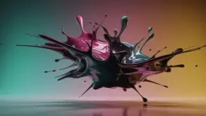Ink Splatter Explosion Frozen in Mid-Air