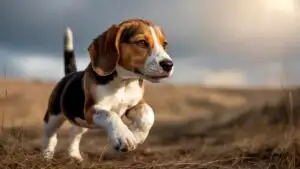 Joyful Beagle Hound Playing in Sunlight