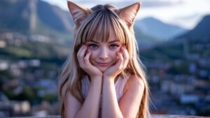Kitsune Girl Playful Paws Cute Vibe