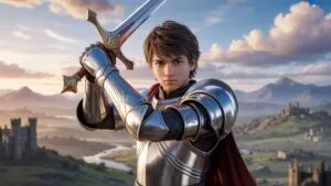 Knight Boy In Silver Armor