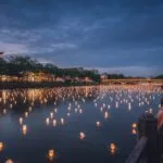 Lantern Festival Lights Floating Over River