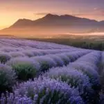 Lavender Field Under Warm Sunset