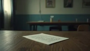 Letter Left on Empty Table
