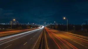 Light Trail on Empty Highway