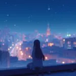 Lofi Anime Girl on Rooftop Scene