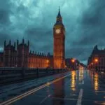 London Big Ben Rainy Morning