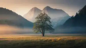 Lone Tree in Wide Open Field