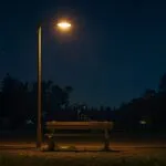 Lonely Bench Under Streetlight
