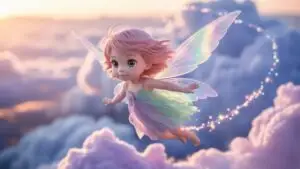 Magical Flying Fairy Girl Soft Glow