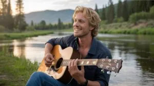 Man Playing Guitar by the River