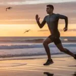 Man Running Beside the Ocean