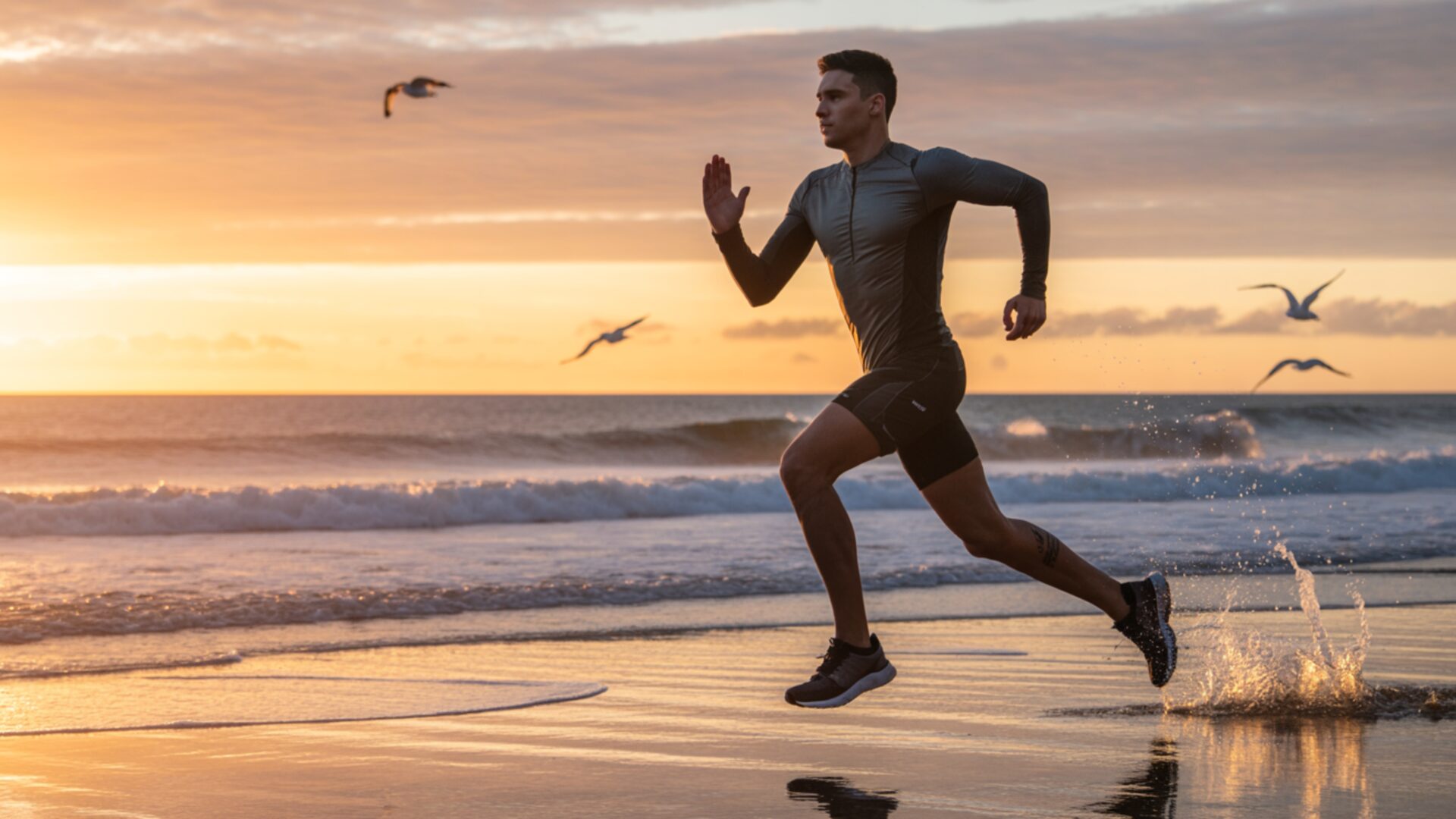 man running beside the ocean wallpaper, people & lifestyle, energy, lifestyle, man, morning, ocean, running, desktop, mobile, background