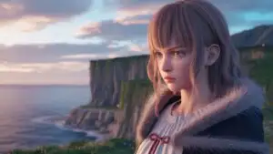 Manga Heroine Overlooking Distant Sea