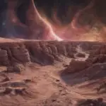 Mars Canyon With Long Stretch of Red Rock