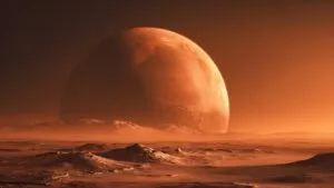 Mars Horizon With Soft Orange Light