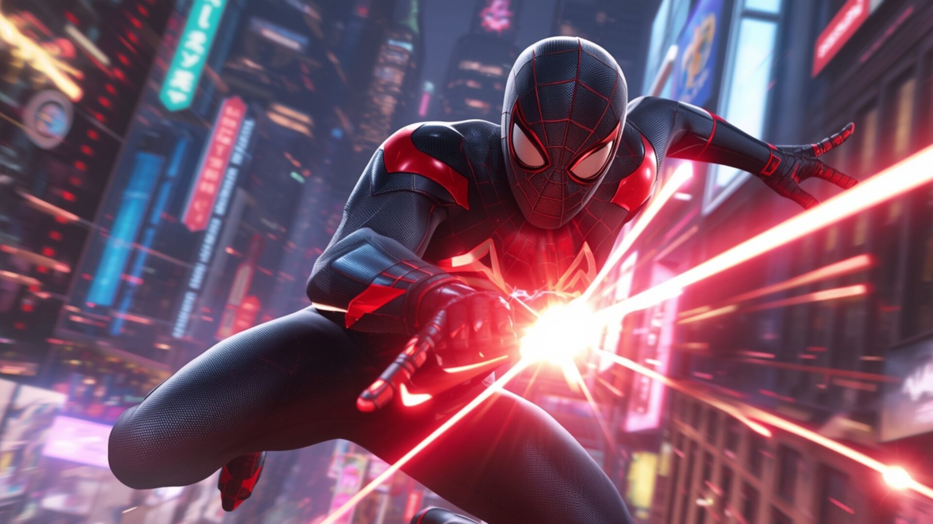 marvel’s spider-man miles morales venom blast wallpaper, gaming & esports, city, marvel, miles morales, spider-man, superhero, venom blast, desktop, mobile, background
