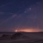 Meteor Shower Over Quiet Desert Night