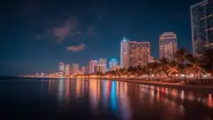 Miami Beach Night Skyline Glow
