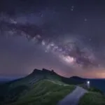 Milky Way Stretching Over Mountain Ridge