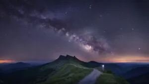 Milky Way Stretching Over Mountain Ridge