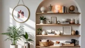 Minimal Shelf Decor in Warm Cozy Lighting